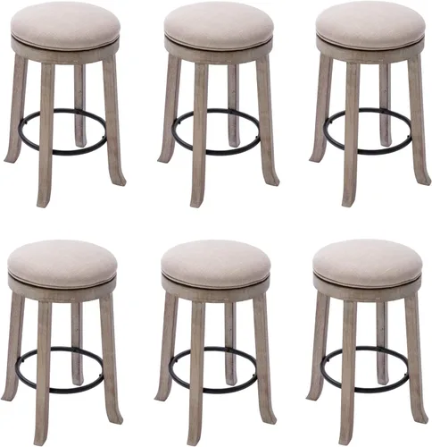 Miniatura 12 de DUOMAY Taburetes de bar giratorios modernos con respaldo, taburetes de altura de mostrador de 28 pulgadas, taburete de bar tapizado de lino