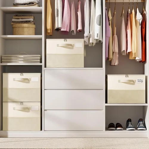 Miniatura 5 de NestOrganix Paquete de 2 organizadores de zapatos para armario, contenedores de almacenamiento grandes para zapatos, organizador plegable