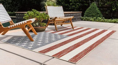 Miniatura 3 de Unique Loom Outdoor Collection Alfombra de área (3' 3' 3' x 5' 3' Rectángulo, Rojo/ Azul)