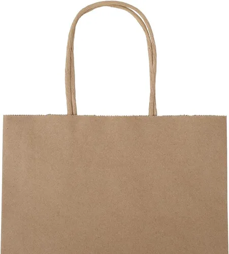Miniatura 4 de bagmad Paquete de 50 bolsas de papel medianas lisas de 8 x 4.75 x 10 pulgadas con asas a granel, bolsas de regalo de papel kraft marrón