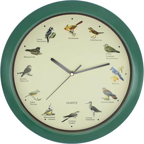 Miniatura 8 de Reloj de pared de pájaro cantante de 12 pulgadas con nombres y canciones de pájaros