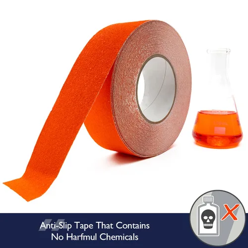 Miniatura 3 de Heskins LLC Cinta antideslizante de agarre de seguridad estándar naranja (4 "x 60 pies)