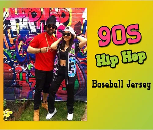 Miniatura 5 de Ropa de los años 90 para mujer, traje unisex de hip hop para fiesta, camiseta de béisbol Bel Air, camisa de manga corta con botones