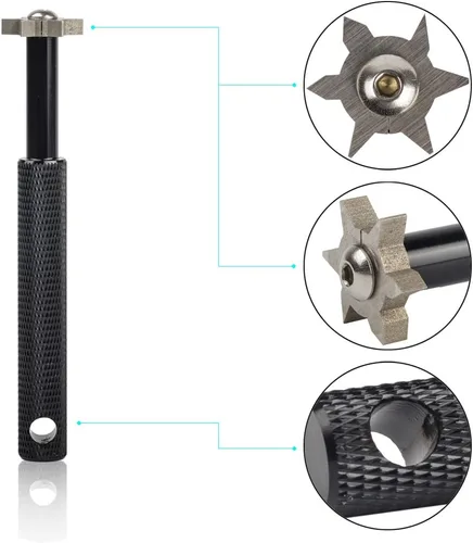 Miniatura 2 de HIFROM Afilador de ranuras con 6 cabezales – Afilador de ranuras para palos de golf, herramienta de reranurado y limpiador para todos los hierros