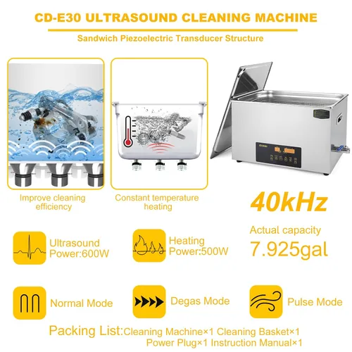 Miniatura 2 de Limpiador ultrasónico de doble frecuencia profesional de acero inoxidable digital con temporizador calentador para carburador, piezas, placa