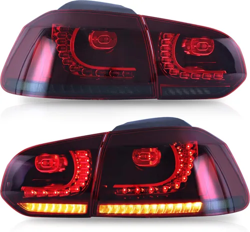 VLAND Conjunto de luces traseras para Golf 6 2010-2014, luces traseras con DRL, luz trasera con luces antiniebla y señal de giro secuencial, rojo y