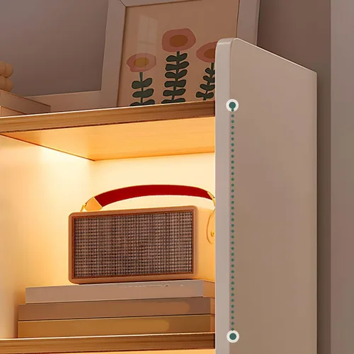 Miniatura 3 de Estantería moderna con cajones y armario de almacenamiento de madera con parte trasera cerrada, estantería independiente para oficina en casa, sin