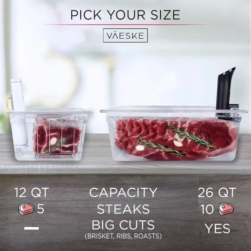 Miniatura 5 de Väeske Recipiente Sous Vide con tapa, se adapta a la mayoría de cocinas Sous Vide, accesorios Sous Vide (12 cuartos de galón, estante)
