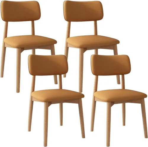 Miniatura 24 de YVYKFZD Solid Wood Dining Chairs, Kitchen Chairs Set with Curved Backrest, Leather Upholstered Dining Room Chair, Armless Living Room Chair, for