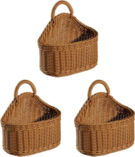 Cabilock Estante de decoración de frutas, organizador de decoración de punto, organizador colgante de balcón, macetas de ratán, contenedor de