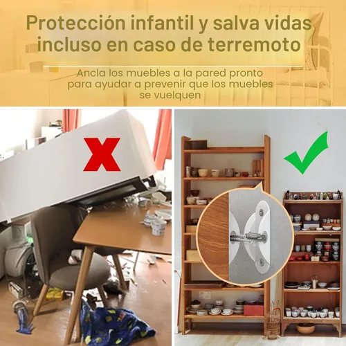 Miniatura 2 de Booda Brand Anclajes para muebles (paquete de 10) para proteger a los bebés, correas de muebles antipuntas, anclaje para muebles que aseguran 400