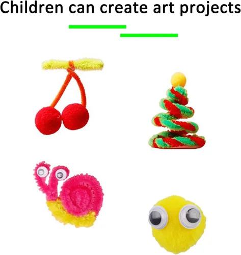 Miniatura 5 de DOITEM Suministros de manualidades con limpiapipas, más de 1000 piezas, incluyendo limpiapipas, ojos googly, pompones, plumas, palos, lentejuelas