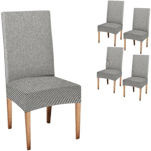 Miniatura 81 de CAPSCEOLL Juego de 4 fundas elásticas para sillas Parsons de color marrón y gris, universales, extraíbles y lavables, fundas de asiento protectoras