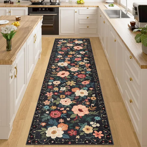 Miniatura 211 de DUKINO Alfombra de área de 6 x 9 pies, alfombra floral para sala de estar, ligera, antideslizante, lavable, alfombra de interior de pelo bajo