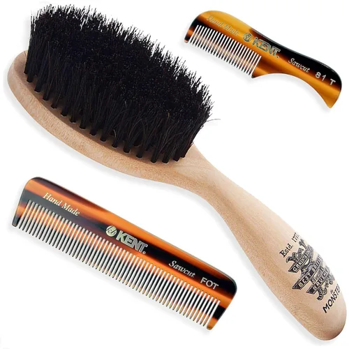 Miniatura 11 de Kent BRD2 - Cepillo de cerdas de jabalí para barba para hombre, cerdas de jabalí blancas naturales especialmente cortadas para dar forma y aseo