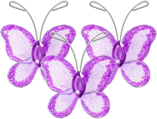 Miniatura 11 de NUOBESTY 50 alas de nailon de organza con purpurina de malla con purpurina para decoración de mariposas, gema decorativa con purpurina para mesa