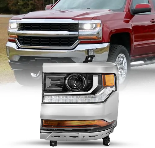 Miniatura 25 de JSBOYAT HID/Xenon para Chevy Silverado 1500 2016-2019 Conjunto de Faros Delanteros de Repuesto Proyector LED DRL Estilo OE de Fábrica Par Juego