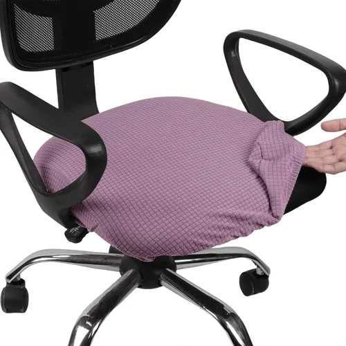 Miniatura 14 de Melaluxe Funda para silla de oficina de jacquard elástico, extraíble y lavable, funda de asiento giratoria para silla de escritorio, color negro