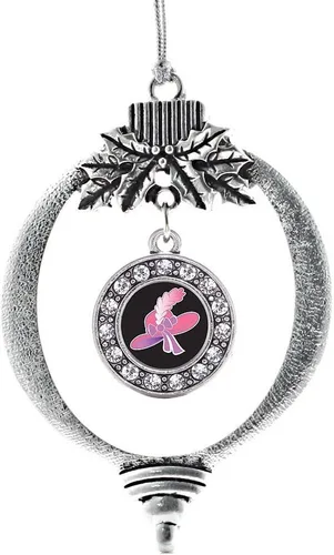 Miniatura 244 de Inspired Silver - Twin One - Adorno festivo de Navidad de plata - Adorno festivo de árbol de Navidad con dije de círculo y circonita cúbica