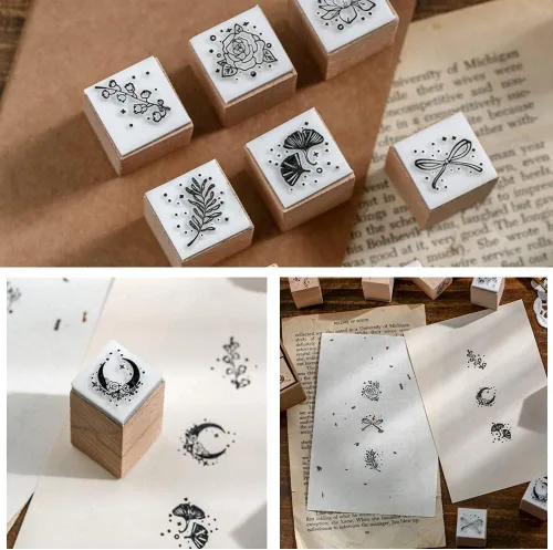 Miniatura 7 de 16 sellos de goma montados en madera, juego de sellos de goma de madera para arte y manualidades, fabricación de tarjetas, álbumes de recortes