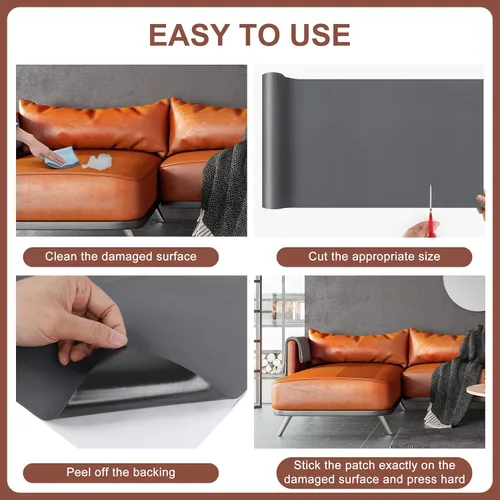 Miniatura 4 de Parche de reparación de cuero, 3.5 x 60 pulgadas, parches de cuero autoadhesivos grandes para muebles, sofás, asiento de automóvil, sillas