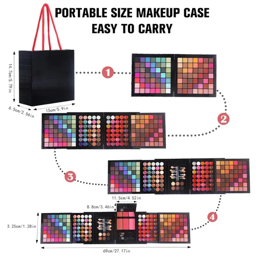 Miniatura 6 de Kit de maquillaje profesional de 177 colores para mujeres y niñas, kit completo de regalo con espejo, paleta de maquillaje todo en uno que incluye