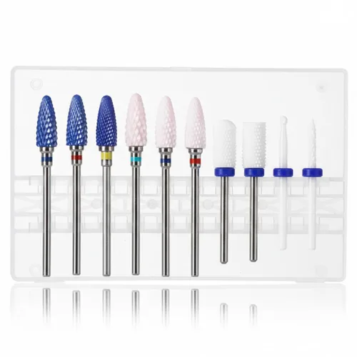 Miniatura 6 de Juego de brocas de uñas de cerámica para uñas acrílicas, esmalte de gel profesional, kit de brocas de uñas Efile de 3/32 pulgadas para cutículas