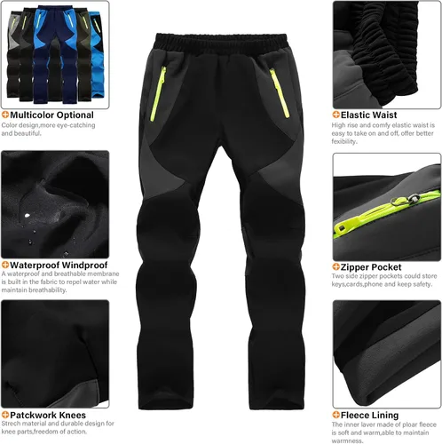 Miniatura 3 de Pantalones de esquí de nieve para niños, senderismo, niños, niñas, impermeables, resistentes al viento, forro polar cálido y aislado