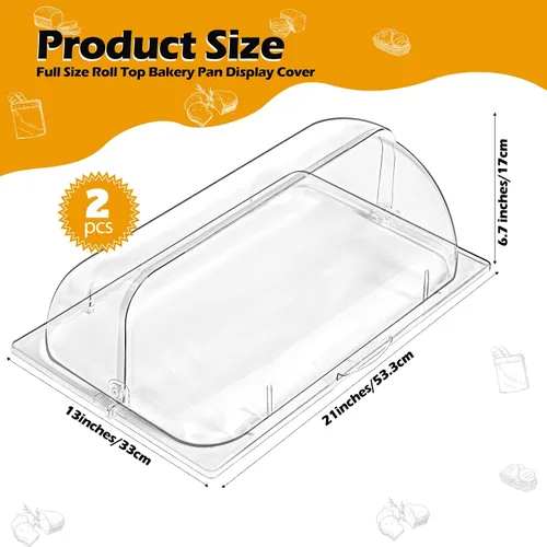 Miniatura 2 de 6 fundas transparentes para platos de roce de plástico de tamaño completo, tapa enrollable para platos de 21 x 13 x 6.7 pulgadas, tapas de bandeja