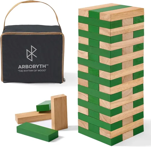 Miniatura 9 de Juego de torre apilable gigante de más de 5 pies, juego de torre apilable de bloques de madera premium para fiestas familiares, juegos de barbacoa