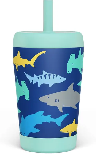 Miniatura 39 de Vaso de acero inoxidable aislado para niños con popote de silicona, taza para sorber de 12 onzas para niños (alfabeto)