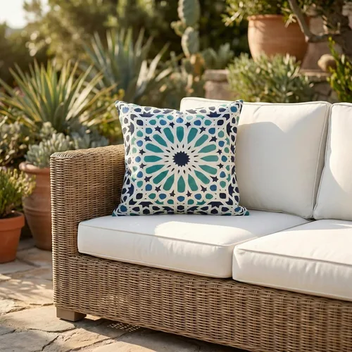 Miniatura 26 de Fab Habitat Almohadas para interiores y exteriores hechas de hilo de poliéster reciclado, resistente a las manchas, lavable a máquina, inserto Ondas