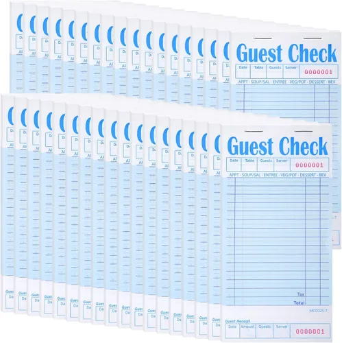 Miniatura 2 de Paquete de 100 cuadernos de cheques de invitados para servidores a granel, bloc de notas para camarera, chequera, accesorios de papel, libro de Azul