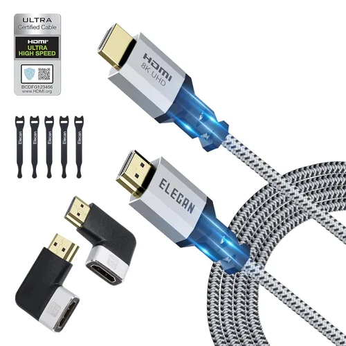 Miniatura 8 de Elecan Cable HDMI 2.1 de 8K (certificado) de 3 pies/2 unidades, cable HDMI trenzado de 48 Gbps para 8K @60Hz 4K @120Hz 2K 1080P, Dynamic HDR, eARC