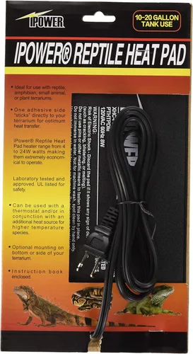 iPower Almohadilla de calor para reptiles de 6 x 8 pulgadas, 8 W, calentador de terrario para tortuga, lagarto, rana, serpiente, reptil y otros
