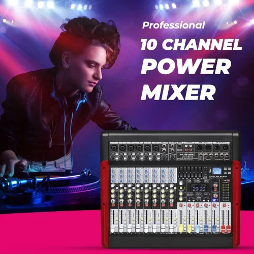 Miniatura 6 de MUSYSIC Tablero mezclador de audio profesional de 10 canales con efectos DSP duales de 24 bits, interfaz USB, grabadora Bluetooth/MP3 y ecualizador