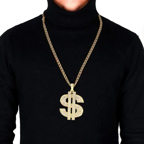 Miniatura 7 de Gold Chain with Dollar Sign Big Money Necklaces for Men Women,Stainless Steel Iced Out Rhinestone Jewelry,Fashion Pendants with 28 Inches Chain
