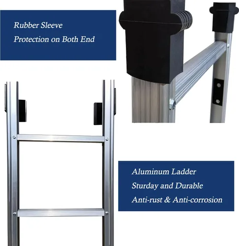 Miniatura 2 de Escalera de sótano con 5 peldaños, 54 pulgadas de alto de aluminio para ventana, escalera de escape de incendios en ambientes húmedos con capacidad