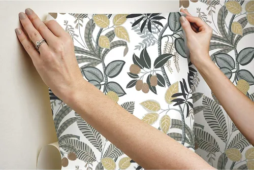 Miniatura 9 de RoomMates RMK11578RL Papel tapiz autoadhesivo Funky Jungle gris y amarillo