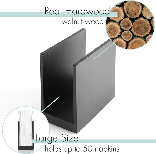 Miniatura 4 de Servilletero para mesa – Servilleteros de madera de granja, negro simple vertical vertical mesa de comedor dispensador de servilletas de cóctel