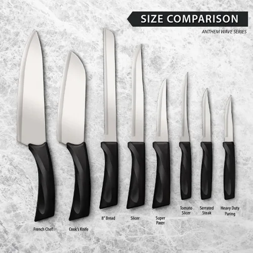 Miniatura 7 de RADA Anthem Series - Cuchillo de corte de acero inoxidable con mango ergonómico de resina negra, 11-5/8 pulgadas, paquete de 2