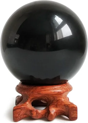 Miniatura 6 de Mina Heal Bola de cristal de obsidiana negra para meditación, adivinación y Feng Shui, esfera de obsidiana grande para decoración