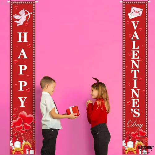 Miniatura 8 de KatchOn, Decoraciones de corazones colgantes de San Valentín, paquete de 31, pancarta de feliz día de San Valentín, Cupido, carta de amor