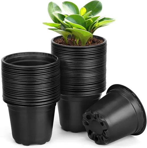Paquete de 60 macetas de 3 pulgadas para plantas, macetas de plástico para semillas con agujeros de drenaje, pequeñas macetas de plástico para