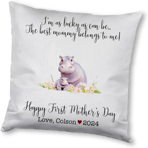 Miniatura 10 de Generic Custom Mama Hippopotamus with Childs, First Mother's Day Custom Pillowcase, Personalized Mother's Day Pillowcase, Gift for Mom, Home Decor