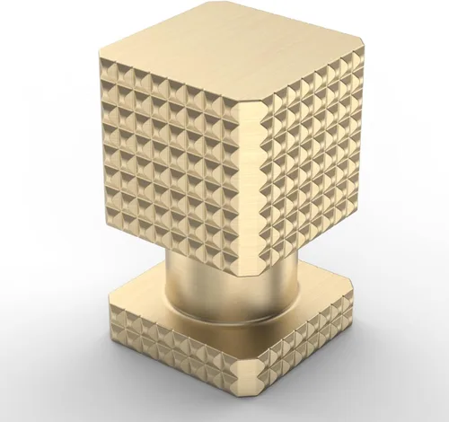 9BUILD Paquete de 10 pomos dorados cepillados de 1.1 pulgadas para gabinetes de cocina, perillas cuadradas de cocina para armarios, pomos dorados de