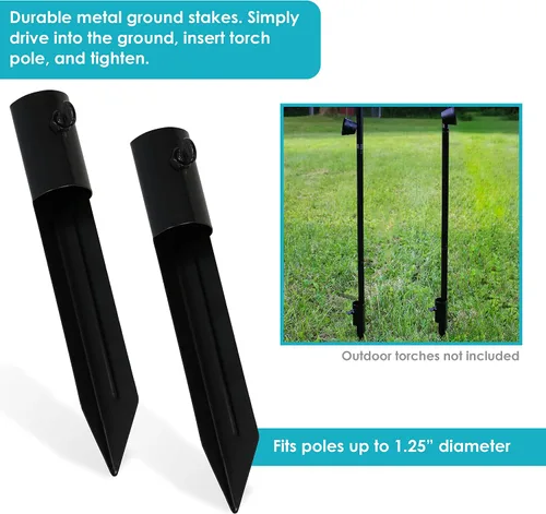 Miniatura 2 de Sunnydaze Estacas de jardín para luces al aire libre – Estaca de metal para luces solares y antorchas de llama viva – Estaca de antorcha de acero