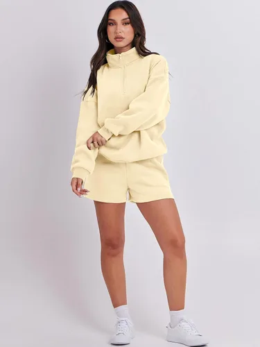 Miniatura 6 de Prinbara Conjunto deportivo de 2 piezas para mujer, sudadera de cuello con media cremallera, ropa de descanso, ropa Y2K