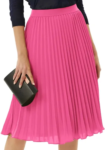 Miniatura 118 de GRACE KARIN - Falda plisada de gasa para mujer, con cintura alta y elástica, vuelo, corte acampanado y longitud por debajo de la rodilla