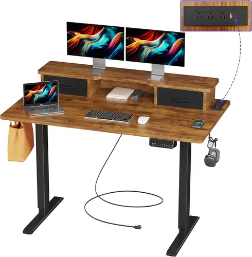 JOISCOPE Escritorio eléctrico de altura ajustable de 48 pulgadas con salida USB y tipo C, escritorio de juegos para computadora de oficina en casa